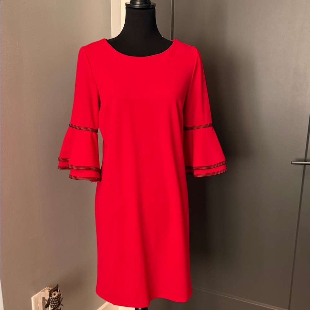 Sharagano Red Long Sleeve Dress